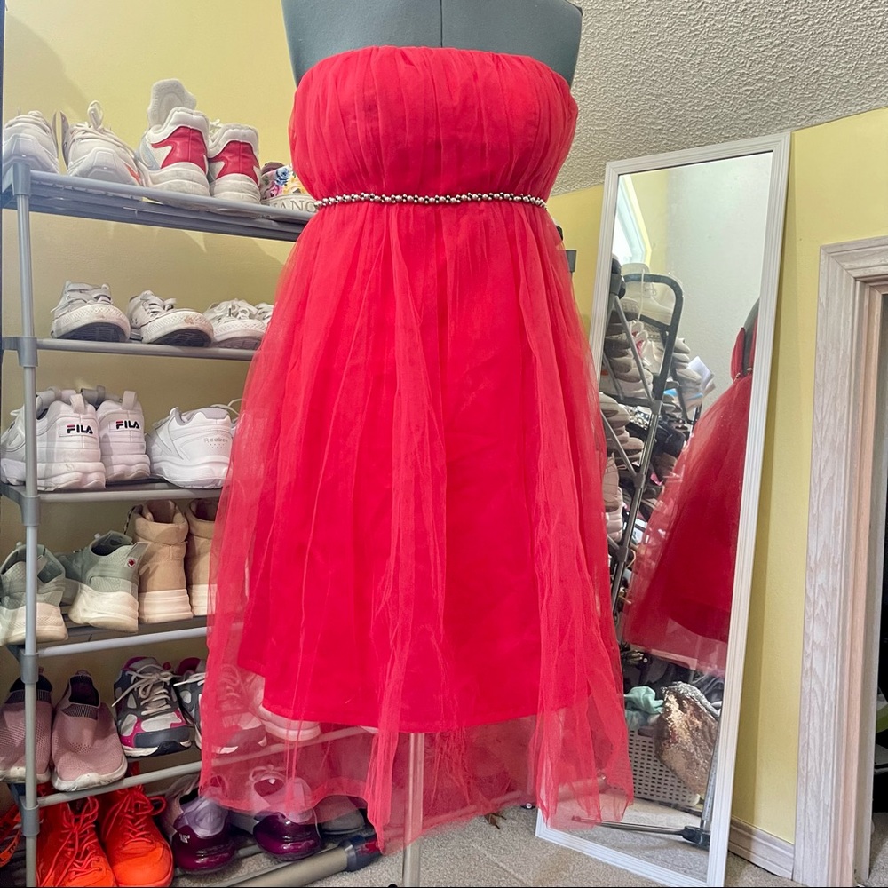 Brand new Professional Handmade Strapless Puffy Red Dress